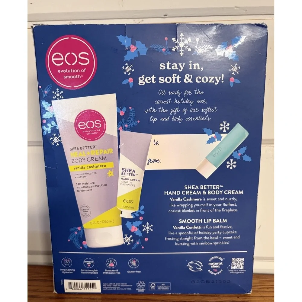EOS Limited Edition Set W/ Lip Balm Shea Better Hand Cream & Body Cream Vanilla